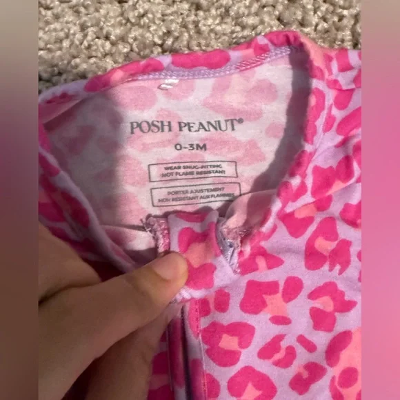 Posh Peanut Skeleton Pink Animal Print Footie - Picture 2 of 2